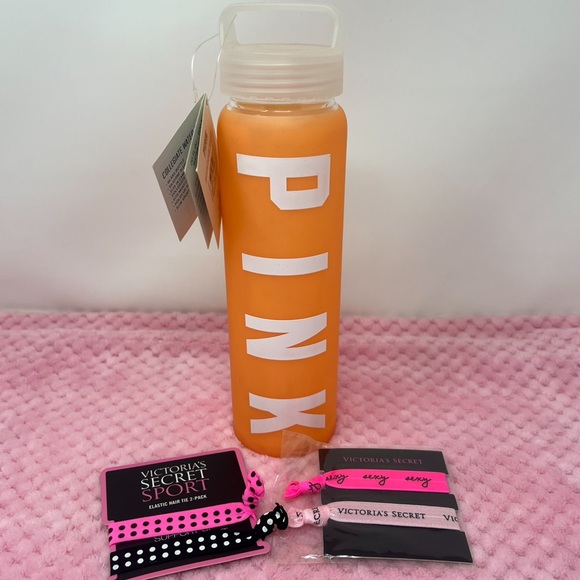 🔥VS PINK Collegiate Water Bottle & Hair Tie Bundle - Picture 2 of 10